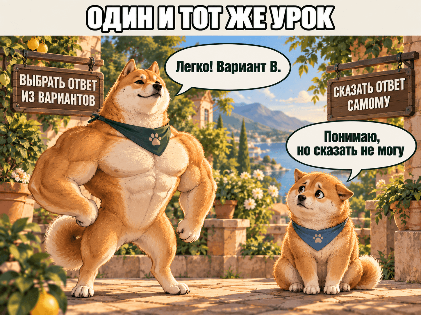 Выбрать ответ из вариантов легко, а сказать его самому трудно: это разная работа, и тренировать нужно обе