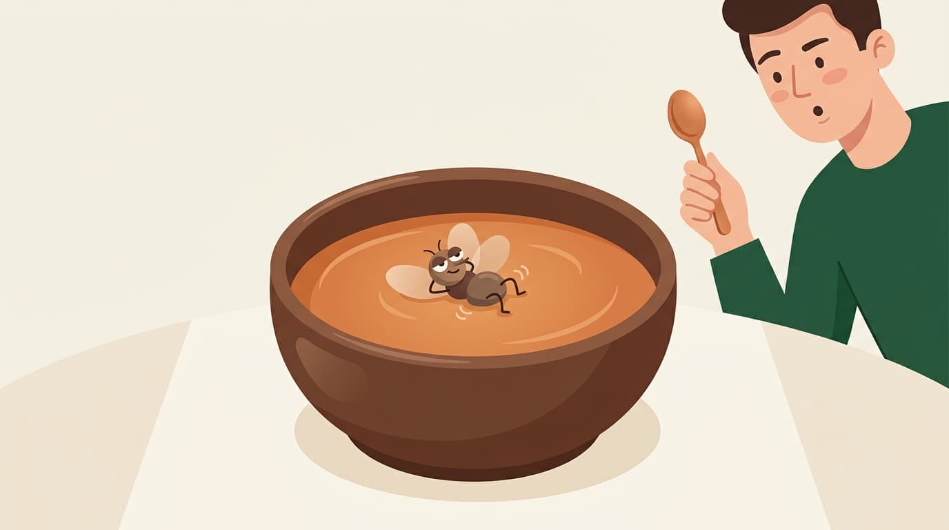 Первая фраза вводит муху, вторая говорит о ней как об известной; так же работают артикли a и the